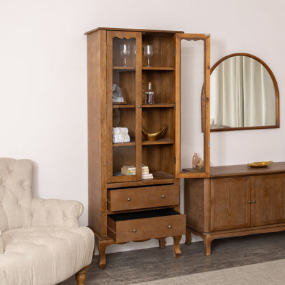 Tall Freestanding Wood Display Cabinet - Ashwell Range