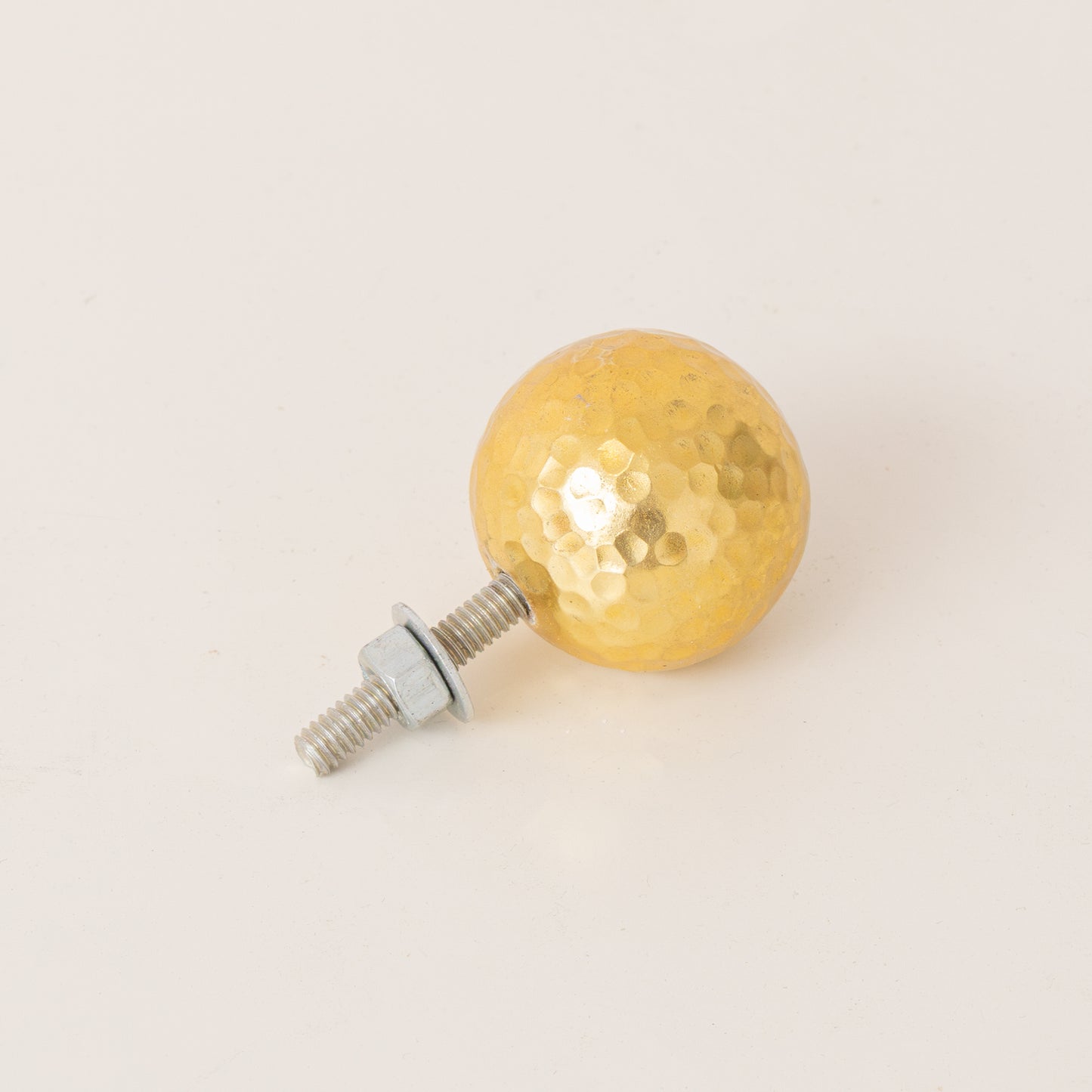 Large Shiny Gold Round Hammered Drawer Knob - 5cm