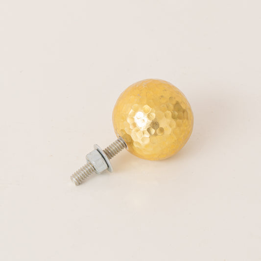  Large Shiny Gold Round Hammered Drawer Knob - 5cm 