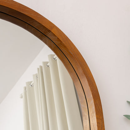 Dark Wood Framed Arched Leaner Mirror - 60cm x 140cm