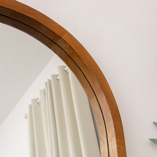  Dark Wood Framed Arched Leaner Mirror - 60cm x 140cm 