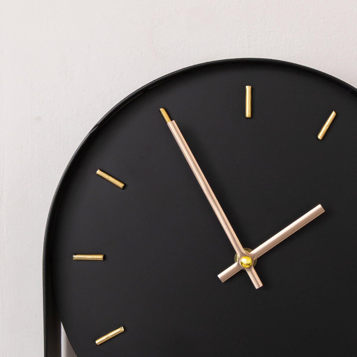 Black & Gold Pendulum Metal Analogue Wall Clock - 20cm x 55cm