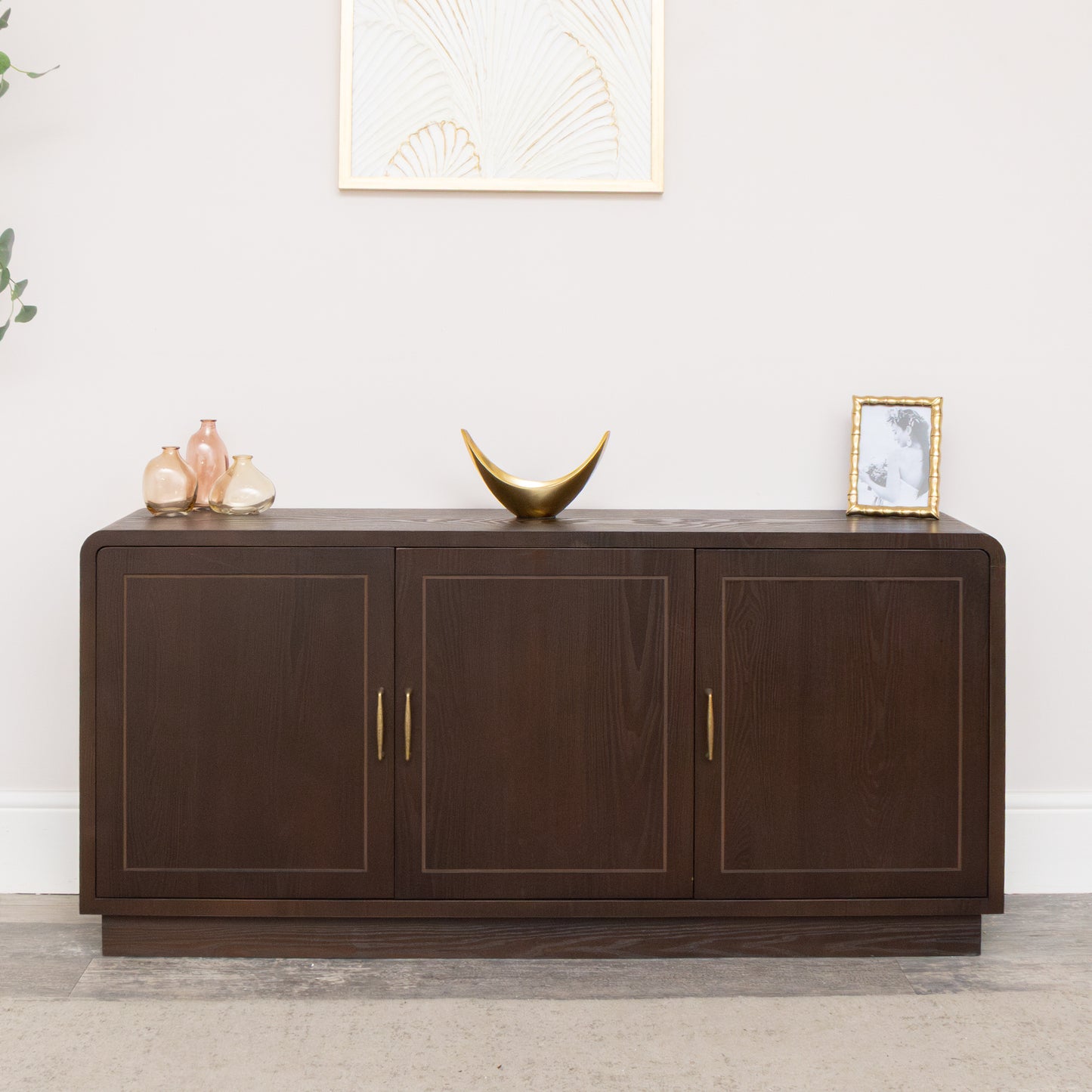Dark Wooden 3 Door Sideboard - Kingsley Range