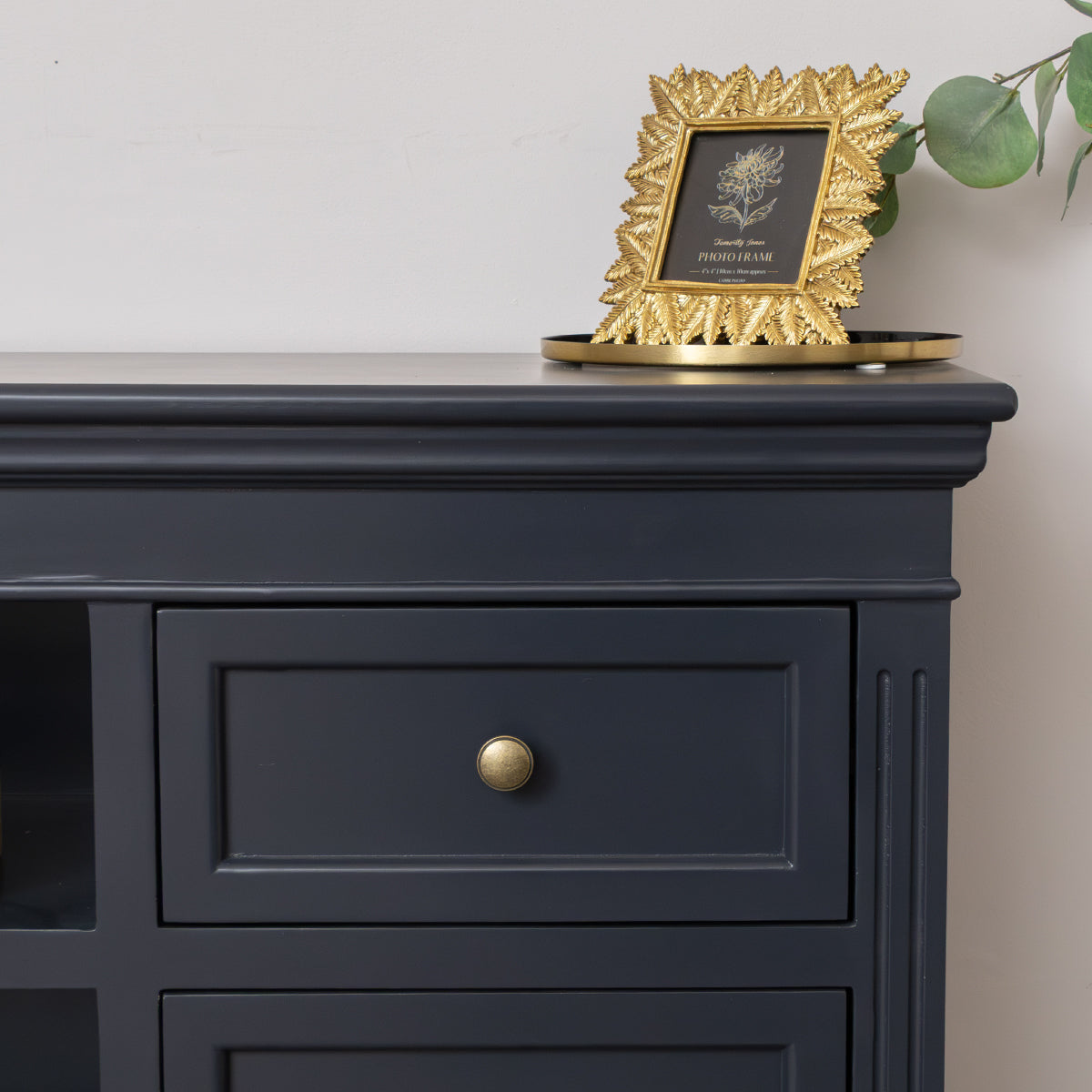 Large Navy Black Wooden Sideboard Cabinet - Daventry Navy Black Range