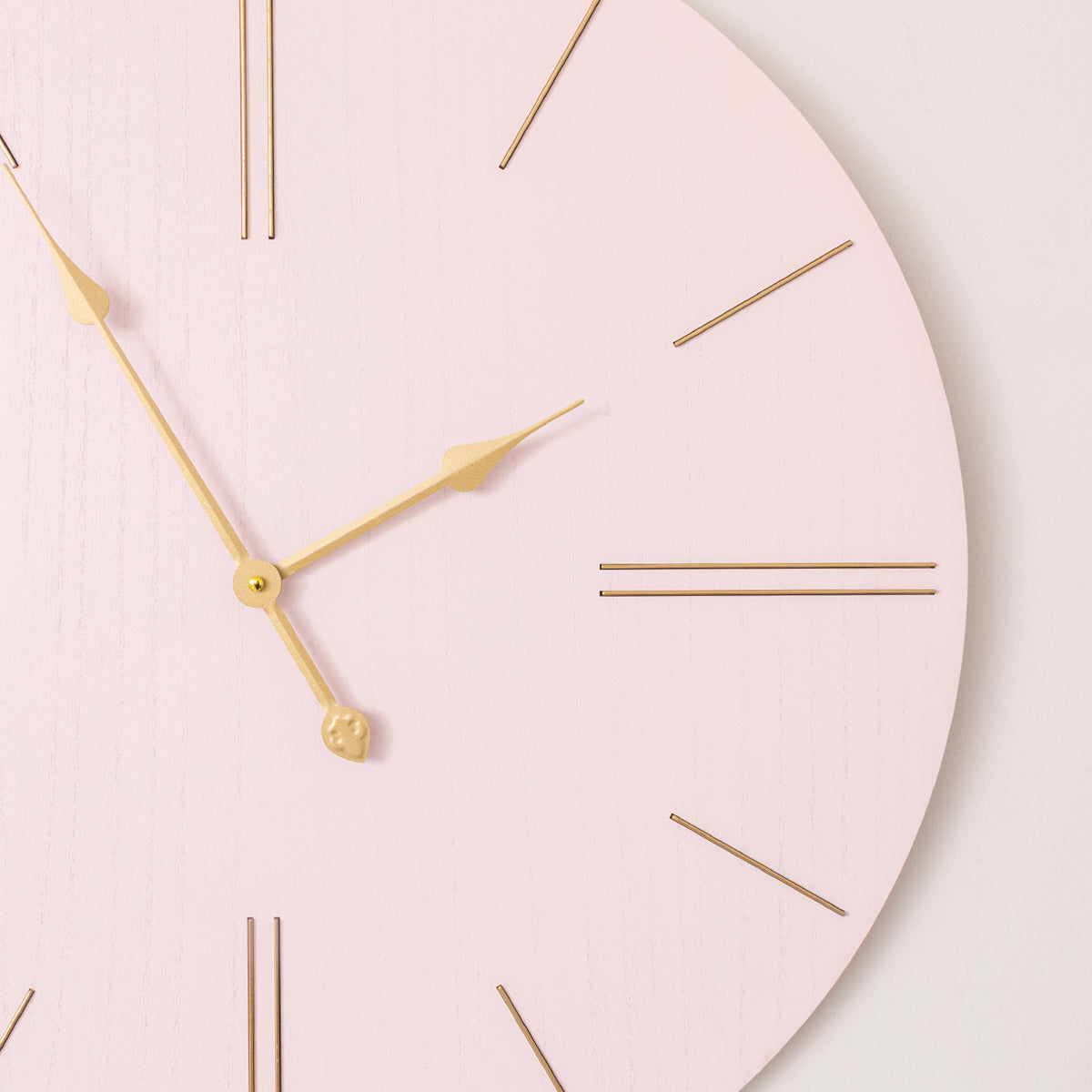 Large Pink Wooden Grain & Gold Detailed Wall Clock - 70cm x 70cm