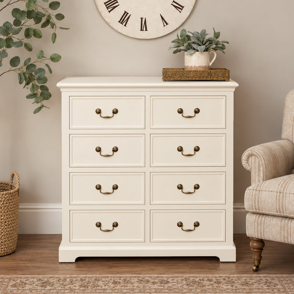 Large Ivory 8 Drawer Chest of Drawers - Charlotte Ivory Range