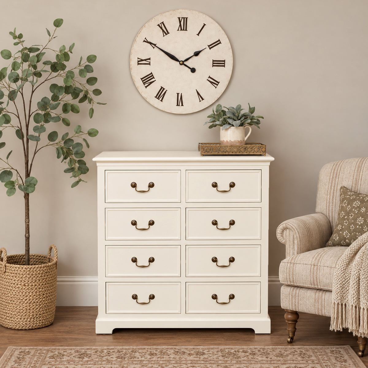 Large Ivory 8 Drawer Chest of Drawers - Charlotte Ivory Range
