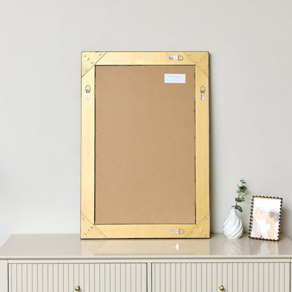 Large Antique Gold Ornate Rectangle Wall Mirror 81cm x 55cm