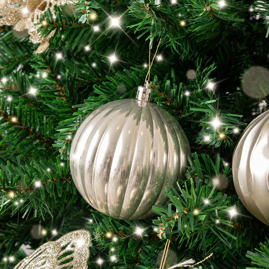  Set of 6 Assorted Gold & Champagne Round Christmas Baubles 