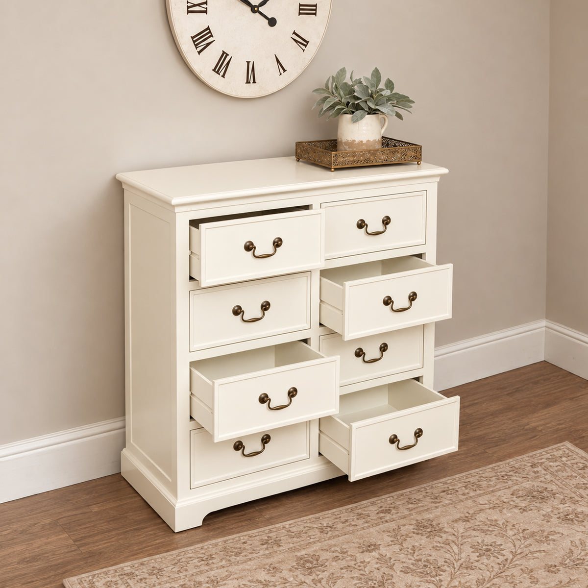 Large Ivory 8 Drawer Chest of Drawers - Charlotte Ivory Range
