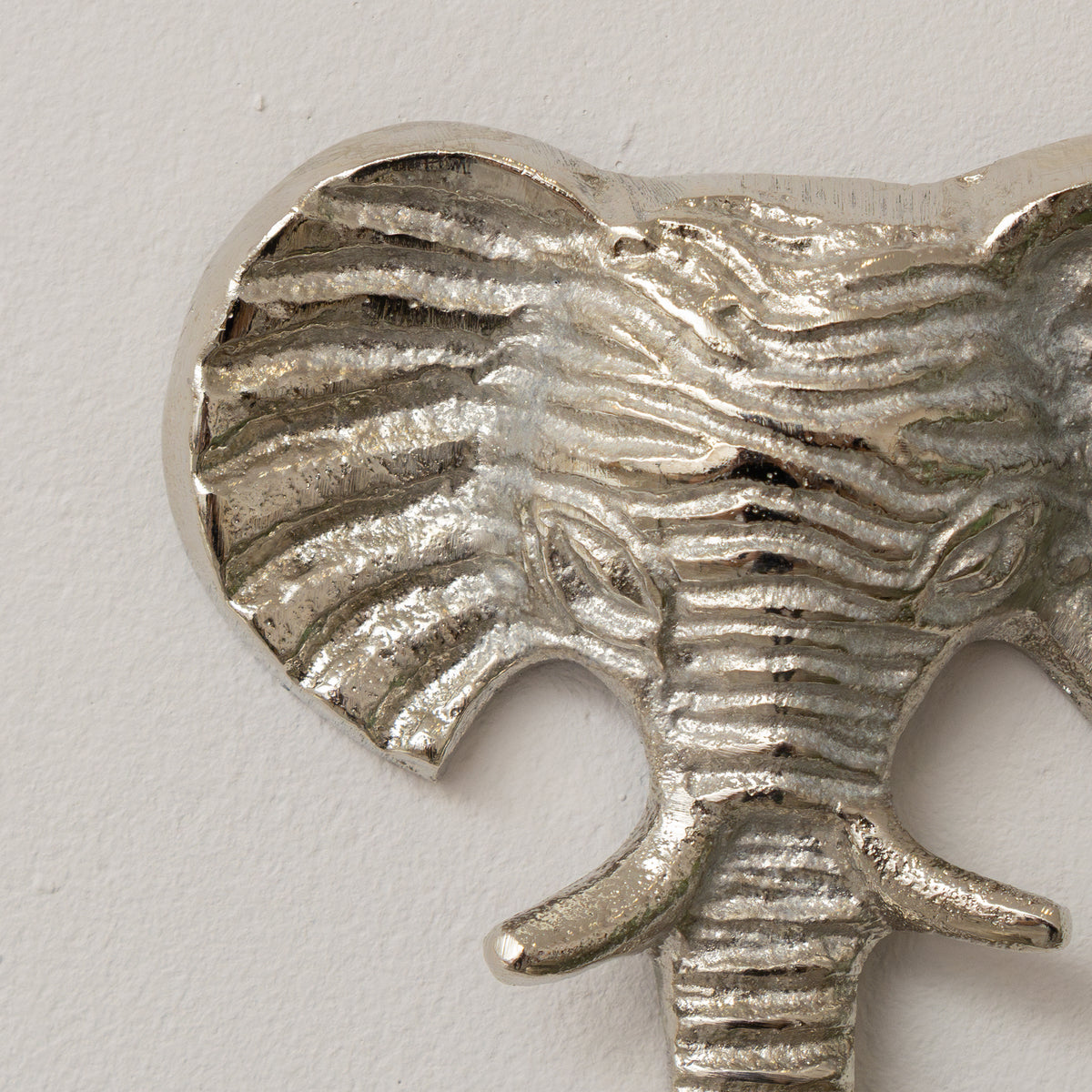 Silver Elephant Head Wall Hook