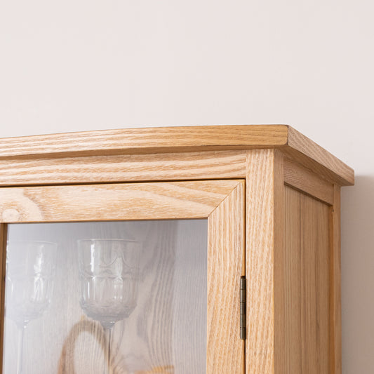  Pale Wood Curved Display Cabinet - Austin Wood Range 