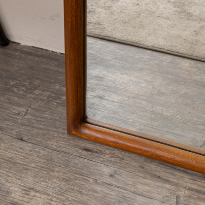 Large Walnut Wooden Framed Arched Leaner Mirror - 90cm x 158cm