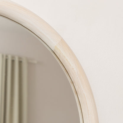 White Washed Wooden Round Wall Mirror - 50cm x 50cm