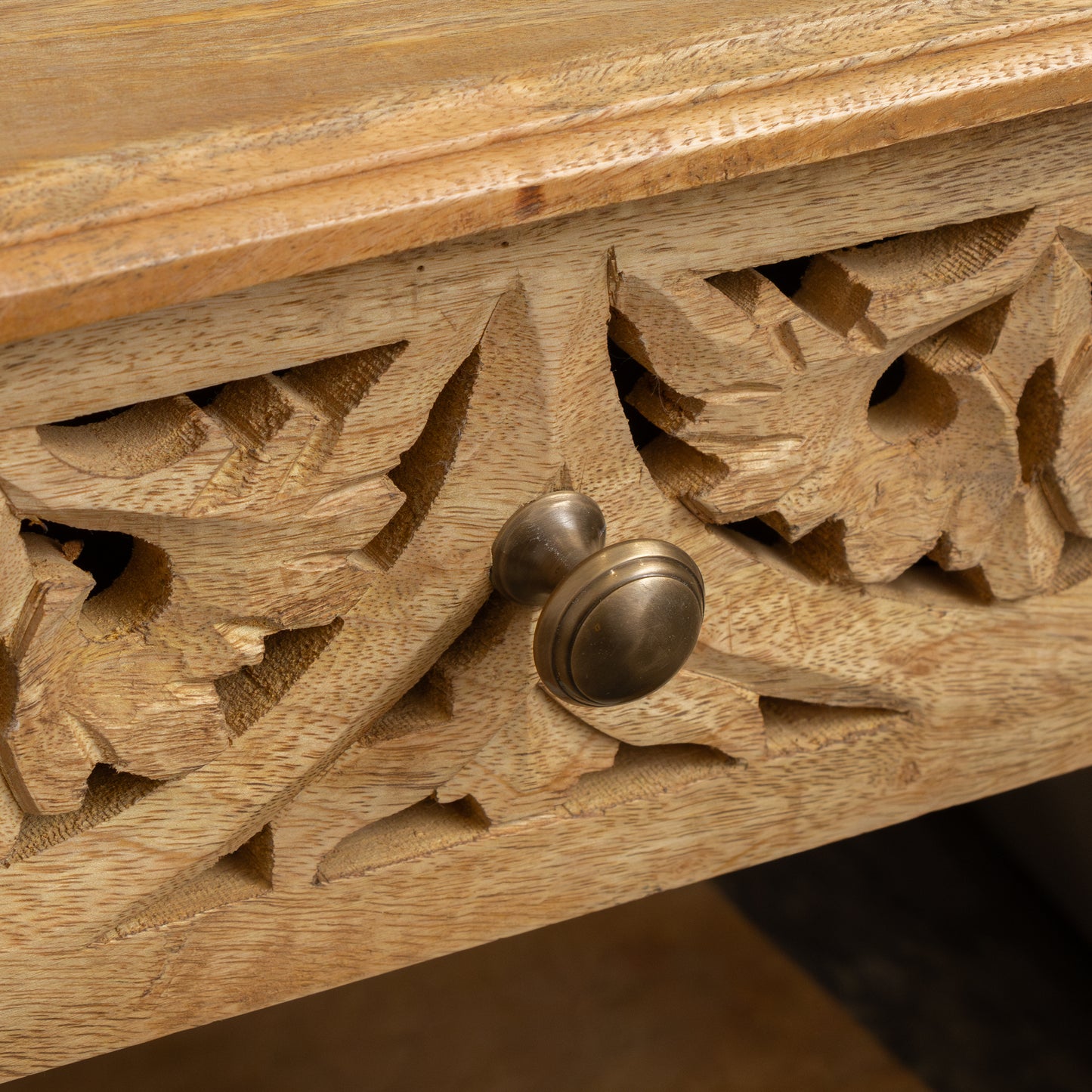 Pair of Natural Mango Wood Bohemian Bedside Tables - Freya Wood Range