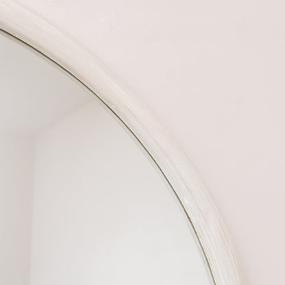 Large White Washed Wooden Round Wall Mirror - 80cm x 80cm