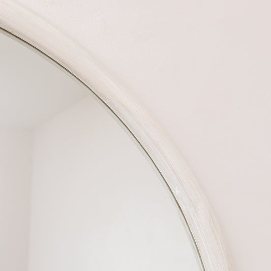  Large White Washed Wooden Round Wall Mirror - 80cm x 80cm 