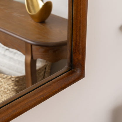 Dark Wood Framed Arched Wall & Mantle Mirror - 90cm x 75cm