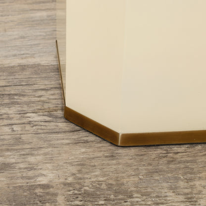 Hexagonal Cream & Gold Edge Wooden Waste Paper Bin