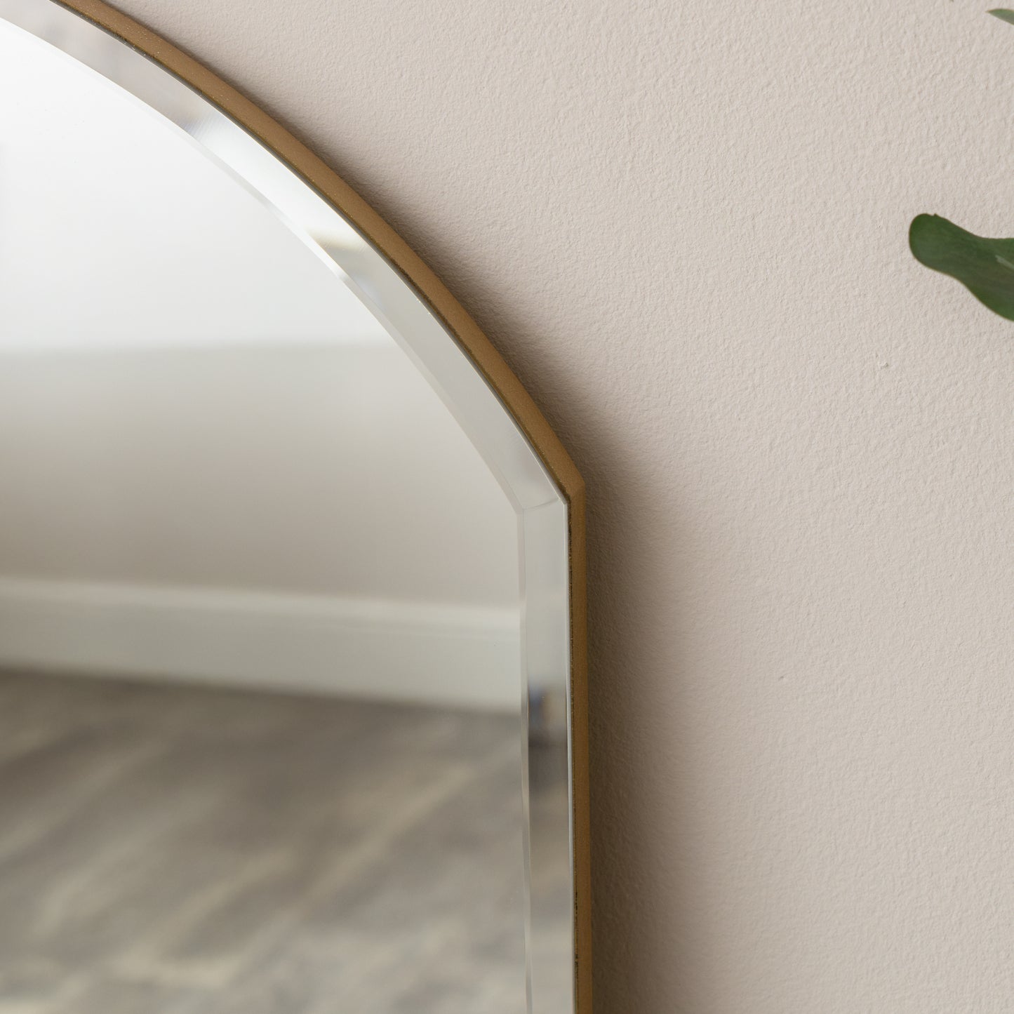 Large Full Length Gold Frameless Arched Mirror - 47cm x 142cm