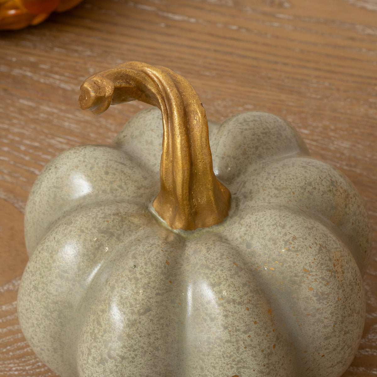 Nude & Gold Speckled Pumpkin Ornament - 16cm x 15cm