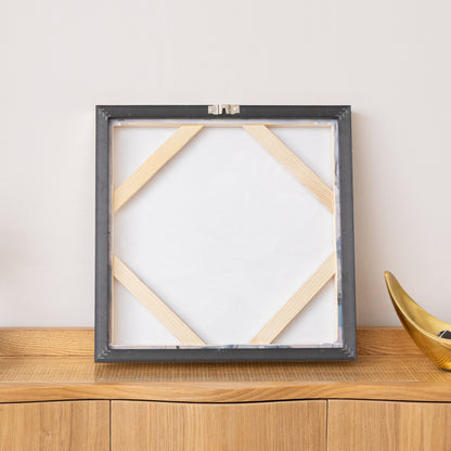 White & Blue Peony Flower Gold Framed Wall Art - 40cm x 40cm