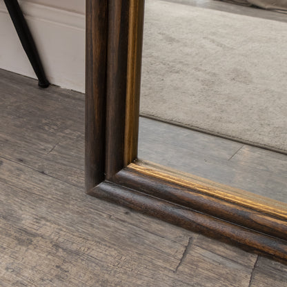 Dark Arched Wood & Gold Framed Wall & Leaner Mirror - 166cm x 70cm