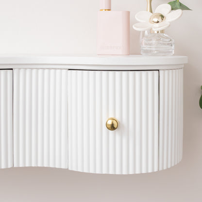 3 Drawer Reeded Wall Mounted Floating Console & Dressing Table - Willow White Range