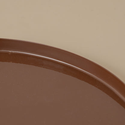 Round Metal Cappuccino Brown & Gold Display Tray