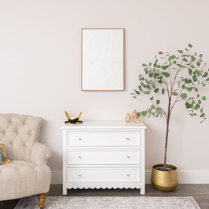 Extra Large White Ginkgo Textured Wall Art - 55cm x 80cm