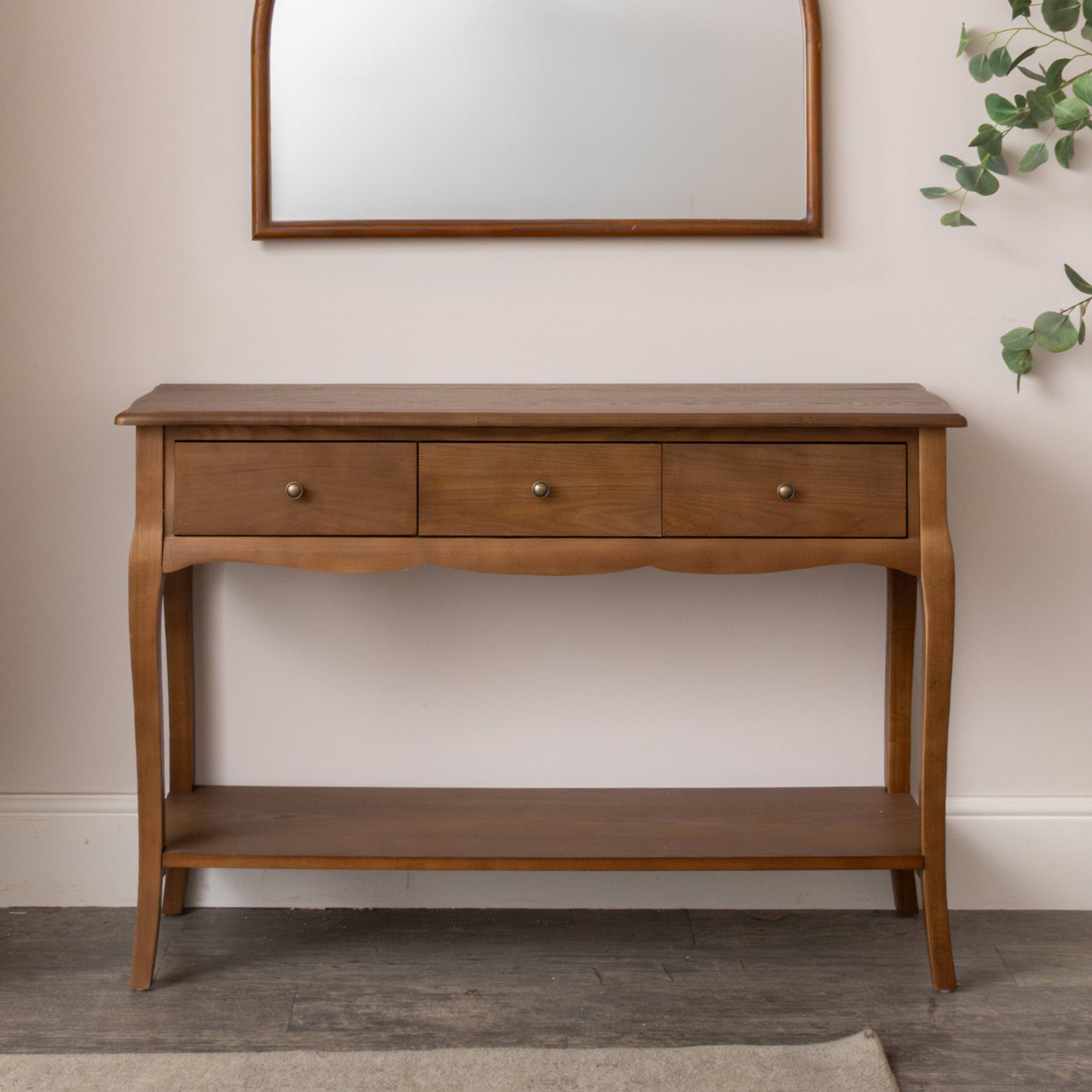 3 Drawer Dark Wood Console Table with Shelf - Ashwell Range