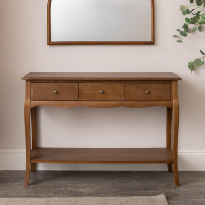 3 Drawer Dark Wood Console Table with Shelf - Ashwell Range