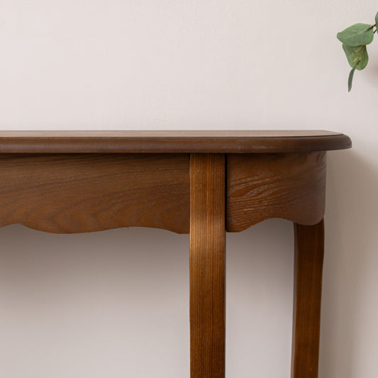  Wooden Half Moon Console Table with Shelf - Ashwell Range 