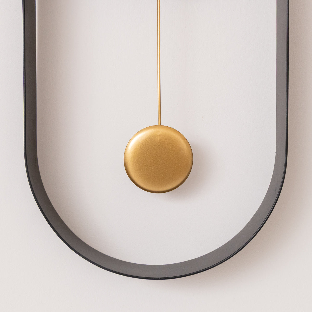Black & Gold Pendulum Metal Analogue Wall Clock - 20cm x 55cm