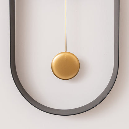Black & Gold Pendulum Metal Analogue Wall Clock - 20cm x 55cm