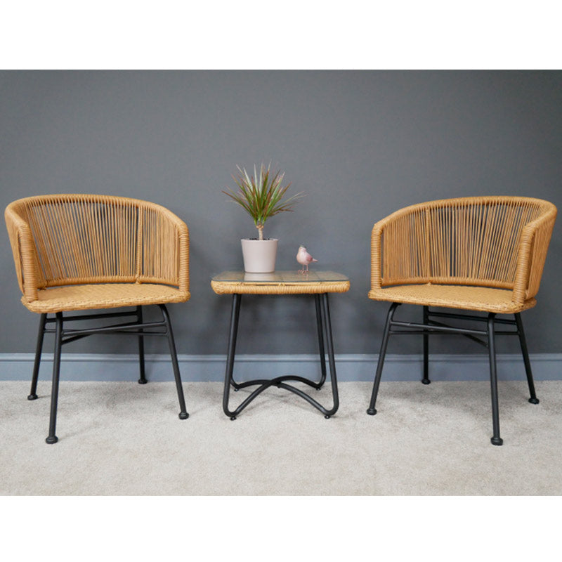 Rattan Table & Two Chairs Set