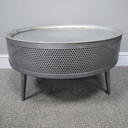 Round Grey Metal Coffee Table