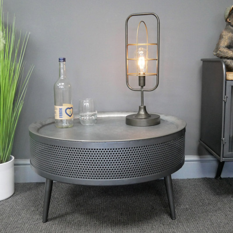 Round Grey Metal Coffee Table