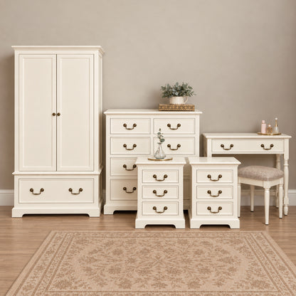 Ivory Wardrobe, 8 Drawer Chest of Drawers, Dressing Table Set & Pair of 3 Drawer Bedside Tables - Charlotte Ivory Range