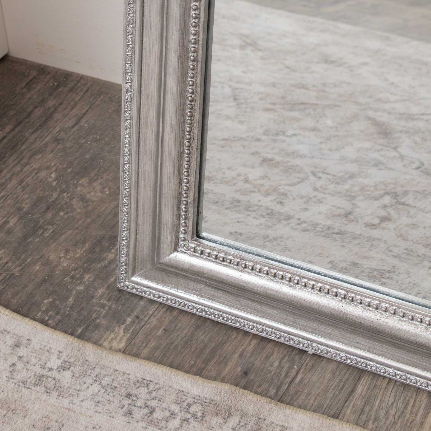 Full Length Foiled Silver Leaner & Wall Mirror - 47cm x 142cm