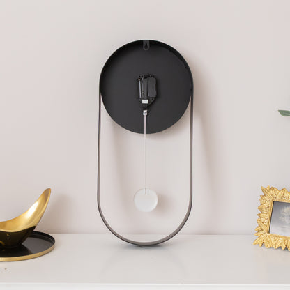 Black & Gold Pendulum Metal Analogue Wall Clock - 20cm x 55cm