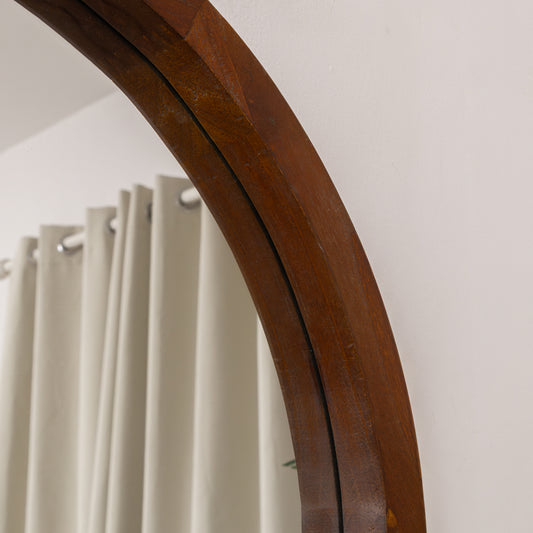  Dark Wood Framed Arched Wall Mirror - 60cm x 80cm 