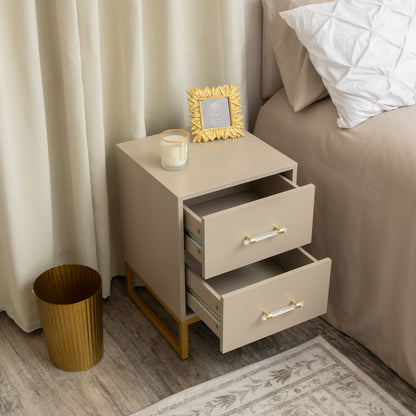 Two Drawer Dressing Table Set & Pair of Two Drawer Bedside Tables - Liana Taupe Range