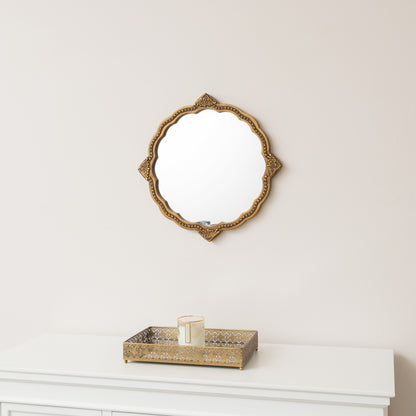 Ornate Antique Gold Round Wall Mirror - 50cm x 50cm