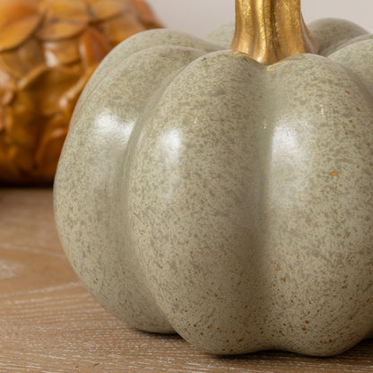 Nude & Gold Speckled Pumpkin Ornament - 16cm x 15cm