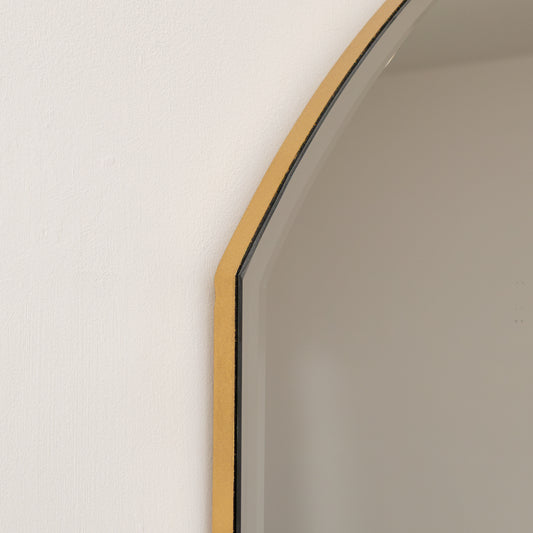  Large Frameless Arched Mirror with Bevelled Edges - 88cm x 100cm 