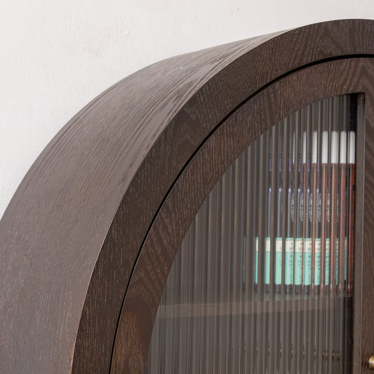  Dark Wood Arched Wall Mounted Cabinet - Kingsley Range 
