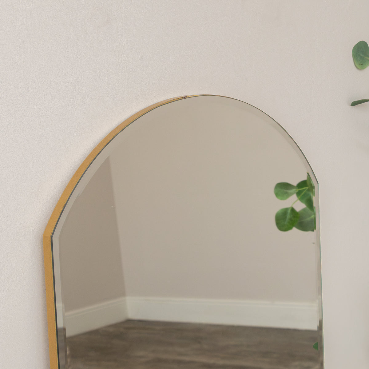 Large Full Length Gold Frameless Arched Mirror - 47cm x 142cm