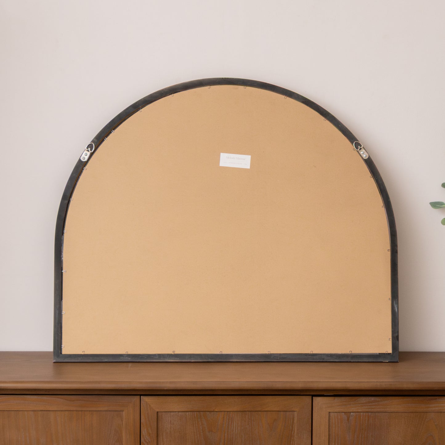 Dark Wood Framed Arched Wall & Mantle Mirror - 90cm x 75cm