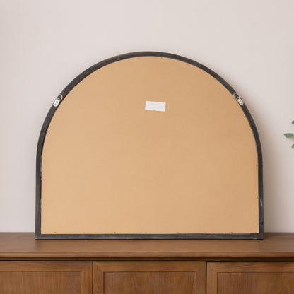 Dark Wood Framed Arched Wall & Mantle Mirror - 90cm x 75cm